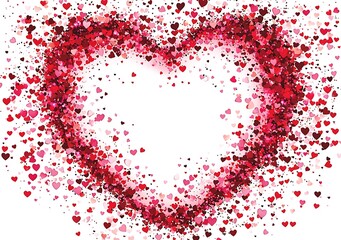 Obraz premium Abstract pink and red heart-shaped confetti frame