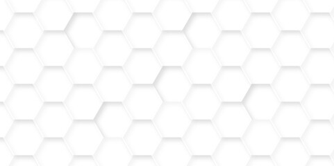 Naklejka premium Abstract technology geometric white hexagons. vector square hexagon polygonal pattern background. seamless bright white abstract honeycomb web background. 