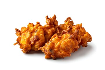 Fried spicy chicken wings isolated on white background.
