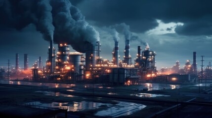 Industrial Landscape at Night