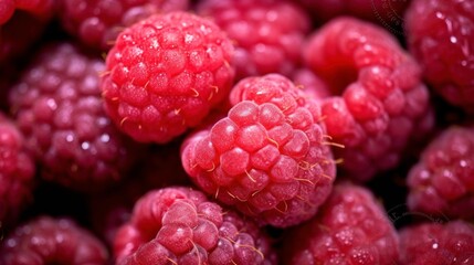 Close-up of Fresh Red Raspberries