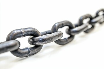 Obraz premium Metal chain links on white background.
