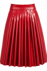 Red pleated faux leather skirt.