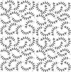 abstract seamless pattern with endless dark green branches with leaf's on white background. Vintage leaf seamless pattern.