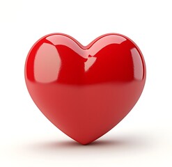 3D heart icon, red color, white background