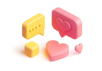 3D icon of speech bubbles with a heart