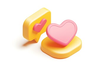 3D icon of speech bubbles with a heart