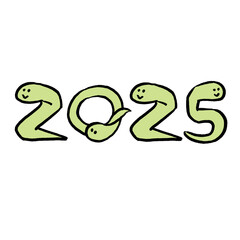 2025年巳年の数字年賀状素材