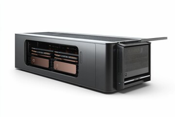 Fototapeta premium Black server with open storage bay.