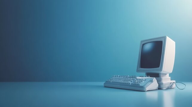 Vintage computer setup, exploring the nostalgia of retro technology with classic keyboard and mouse