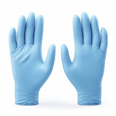 Obraz premium Two blue latex gloves on white background.