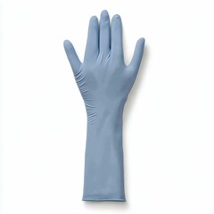 Obraz premium Blue latex glove on white background.