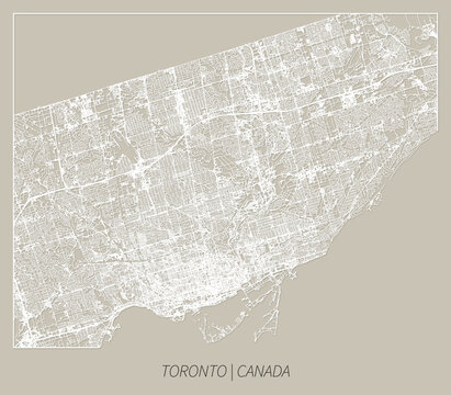 Toronto (Ontario, Canada) street map outline for poster, paper cutting.