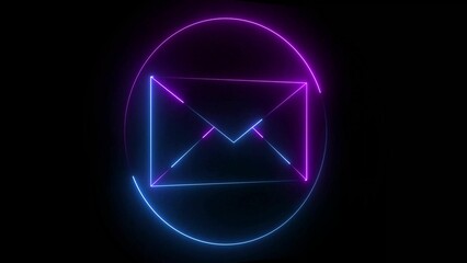 neon message icon illustration on black background. Neon line mail icon concept.