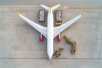 Airplanes efficiently load cargo at the airport in a seamless ground operation