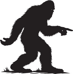 Bigfoot silhouette pointing at something interesting on the ground