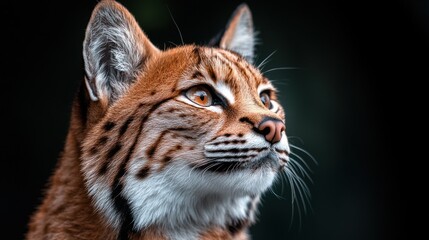 Obraz premium A close-up of a lynx with striking features and intense gaze.