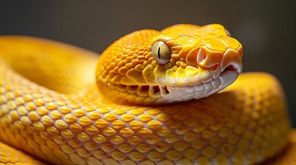 Fototapeta premium Isolated yellow snake on a brown backdrop