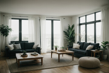 Fototapeta premium A minimalist living room with a clean and airy aesthetic