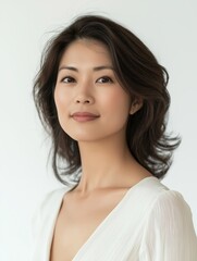 Fototapeta premium Captivating portrait of a woman showcasing natural beauty and elegance in soft lighting
