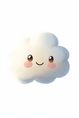 Smiling cartoon white cloud with big eyes.