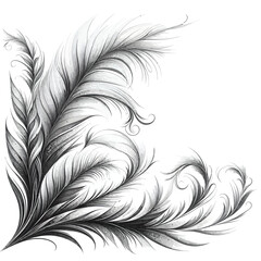 Obraz premium Graceful, feather-like border with soft, sweeping lines and elegant corner patterns. vector