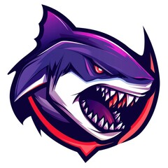Aggressive Purple and Red Shark Mascot Design