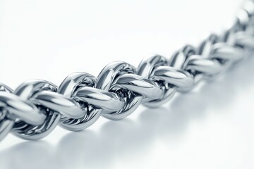 Fototapeta premium Shiny silver chain on white background.