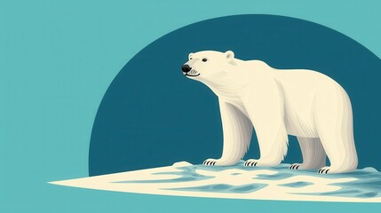 Fototapeta premium A majestic polar bear standing on an ice floe, surrounded by a serene blue backdrop.