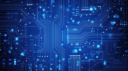 Obraz premium Close-Up of a Blue Circuit Board with Glowing Elements