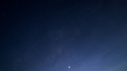 Night sky with stars and milky way. Long exposure