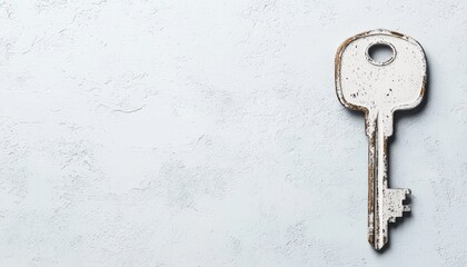 An old key rests on a textured surface, symbolizing access and opportunity.