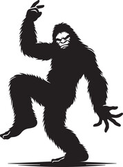 Fototapeta premium Bigfoot silhouette dancing with an exaggerated joyful stance