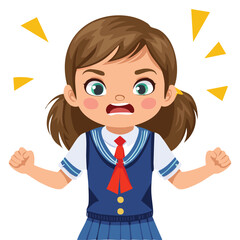 Obraz premium Portrait of angry girl wearing school uniform