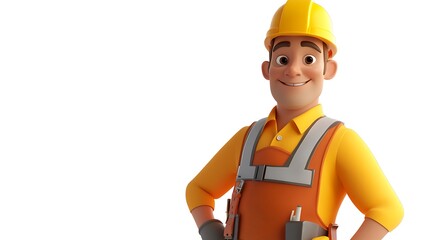 Smiling Cartoon Construction Worker
