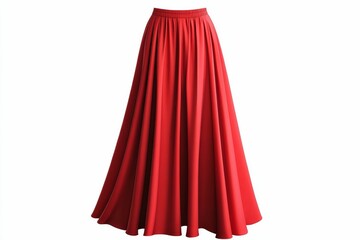 A red, flowing, pleated skirt.