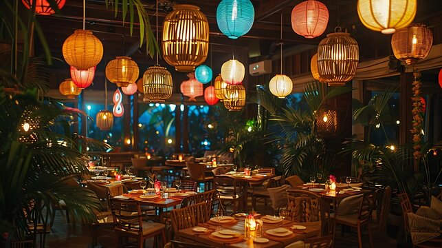 Lighting and birthday celebration paradise with tropical filipino