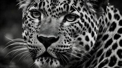 Obraz premium Black and white closeup of Leopard Face