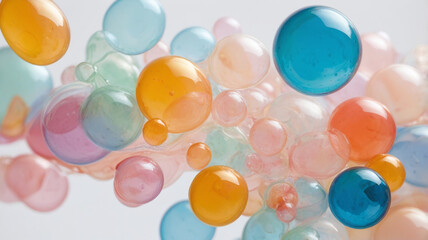 Colorful liquid soap bubbles 