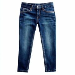 Blue denim jeans isolated on white.