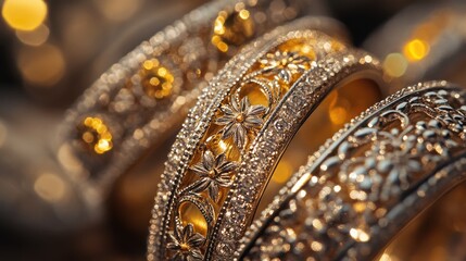 Elegant Gold and Silver Rings with Intricate Designs