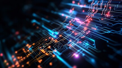 Fototapeta premium Network diversity, holographic circuits, vibrant data flow, advanced technology backdrop