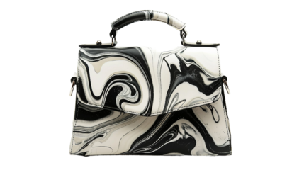 Timeless Elegance: Marble Print Ladies Handbag on white background