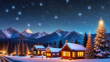 Fototapeta premium christmas house in the forest christmas decorations