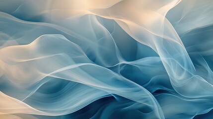 Obraz premium Abstract wave background design with delicate blue hues, creating a serene atmosphere. The elegant blue waves flow seamlessly across the composition, perfect for various creative projects.