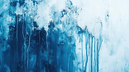 Abstract blue painting background with unique drips and rich texture, perfect for creative projects and design, offering ample copy space for your needs.
