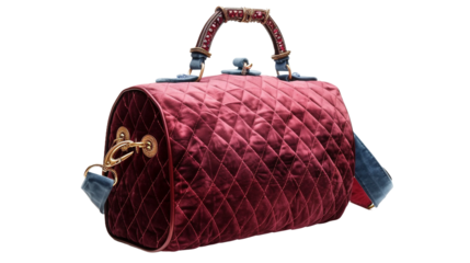 Opulent Elegance: Quilted Velvet Handbag on white background