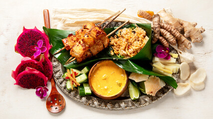 A plate of Indonesian cuisine satay.