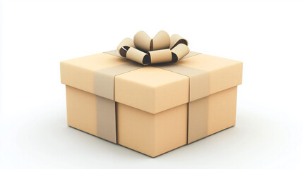 Obraz premium Brown box with a ribbon on top