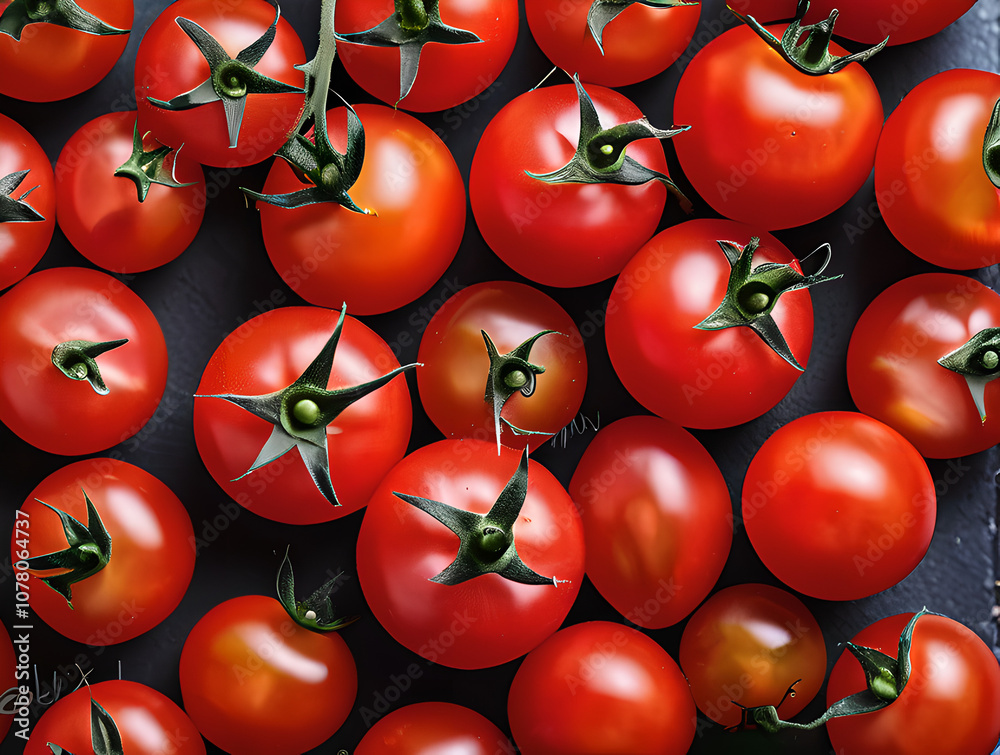 Poster bunch of red tomatoes are shown in the image